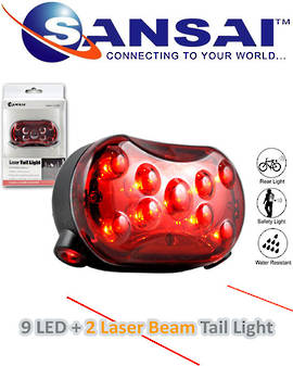 SANSAI LED Bicycle Warning Flashing Light with Laser Beans